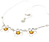 925 Sterling Silver & Genuine Baltic Amber Multi Stones Flowers Modern Exclusive Necklace - AA906