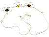 925 Sterling Silver & Genuine Baltic Amber Multi Stones Flowers Modern Exclusive Necklace - AA906