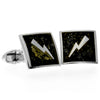 925 Sterling Silver & Genuine Baltic Amber Exclusive Thunder Lightning Cufflinks - AAC008