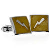 925 Sterling Silver & Genuine Baltic Amber Exclusive Thunder Lightning Cufflinks - AAC008