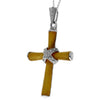 925 Sterling Silver & Genuine Baltic Amber Cross Pendant - AB207