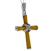 925 Sterling Silver & Genuine Baltic Amber Cross Pendant - AB207