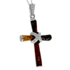 925 Sterling Silver & Genuine Baltic Amber Cross Pendant - AB207