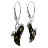 925 Sterling Silver & Genuine Baltic Amber Drop Modern Hearts Earrings - AC005D