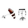 Sterling Silver & Genuine Baltic Amber Rectangular Studs Earrings  - AC009