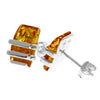 Sterling Silver & Genuine Baltic Amber Rectangular Studs Earrings  - AC009