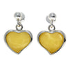 925 Sterling Silver & Genuine Baltic Amber Classic Hearts Drop Earrings - AC019