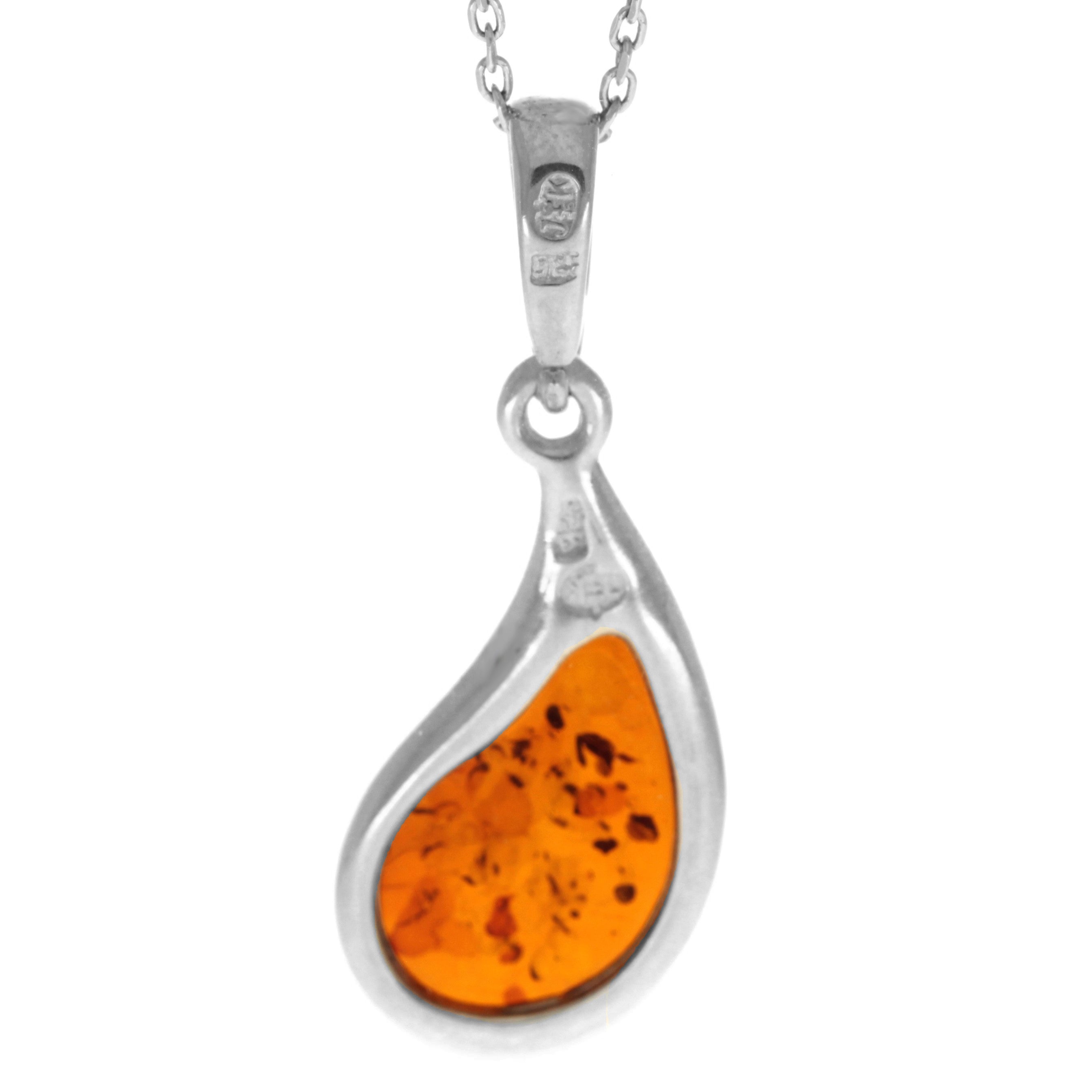 925 Sterling Silver & Genuine Baltic Amber Classic  Modern  Pendant - AC217