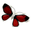 925 Sterling Silver & Baltic Amber Butterfly Engraved Brooch - AC800