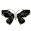 925 Sterling Silver & Baltic Amber Butterfly Engraved Brooch - AC800