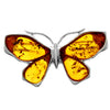 925 Sterling Silver & Baltic Amber Butterfly Engraved Brooch - AC800