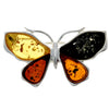 925 Sterling Silver & Baltic Amber Butterfly Engraved Brooch - AC800