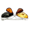 925 Sterling Silver & Baltic Amber Butterfly Engraved Brooch - AC800