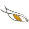 925 Sterling Silver & Genuine Baltic Amber Classic Brooch - AC804