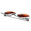 925 Sterling Silver & Genuine Baltic Amber 2 Stone Modern Brooch - AC805