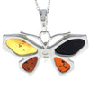 925 Sterling Silver & Genuine Baltic Amber Butterfly Pendant - AD217