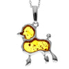 925 Sterling Silver & Baltic Amber Poodle Dog Pendant - AD220