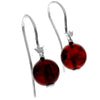 925 Sterling Silver & Genuine Baltic Amber Ball Drop Earrings - 8540