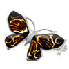 925 Sterling Silver & Baltic Amber Butterfly Engraved Brooch - AC800