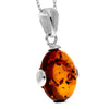 925 Sterling Silver & Genuine Baltic Amber Classic Oval Pendant - 573