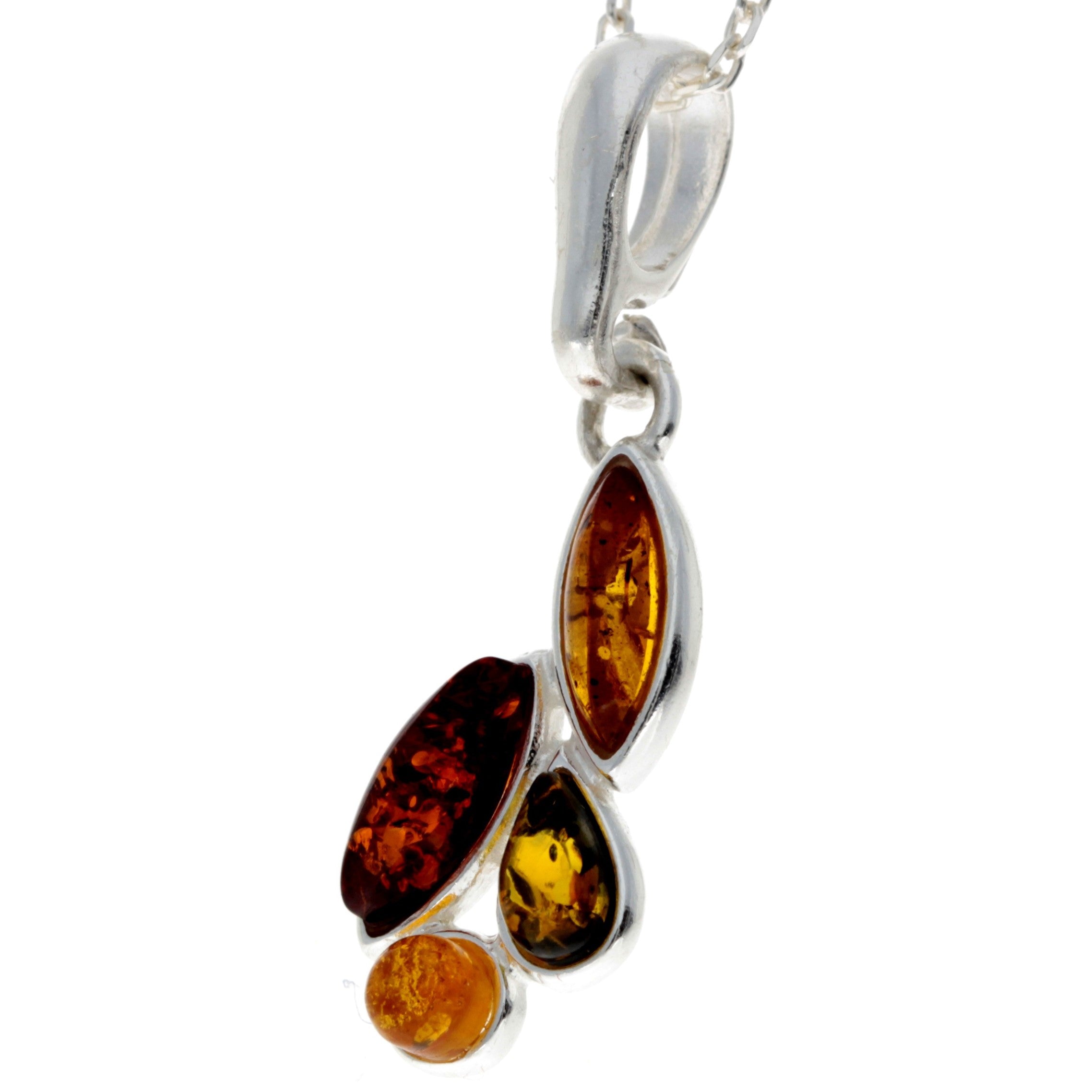 925 Sterling Silver & Genuine Baltic Amber Classic Pendant - AP8449