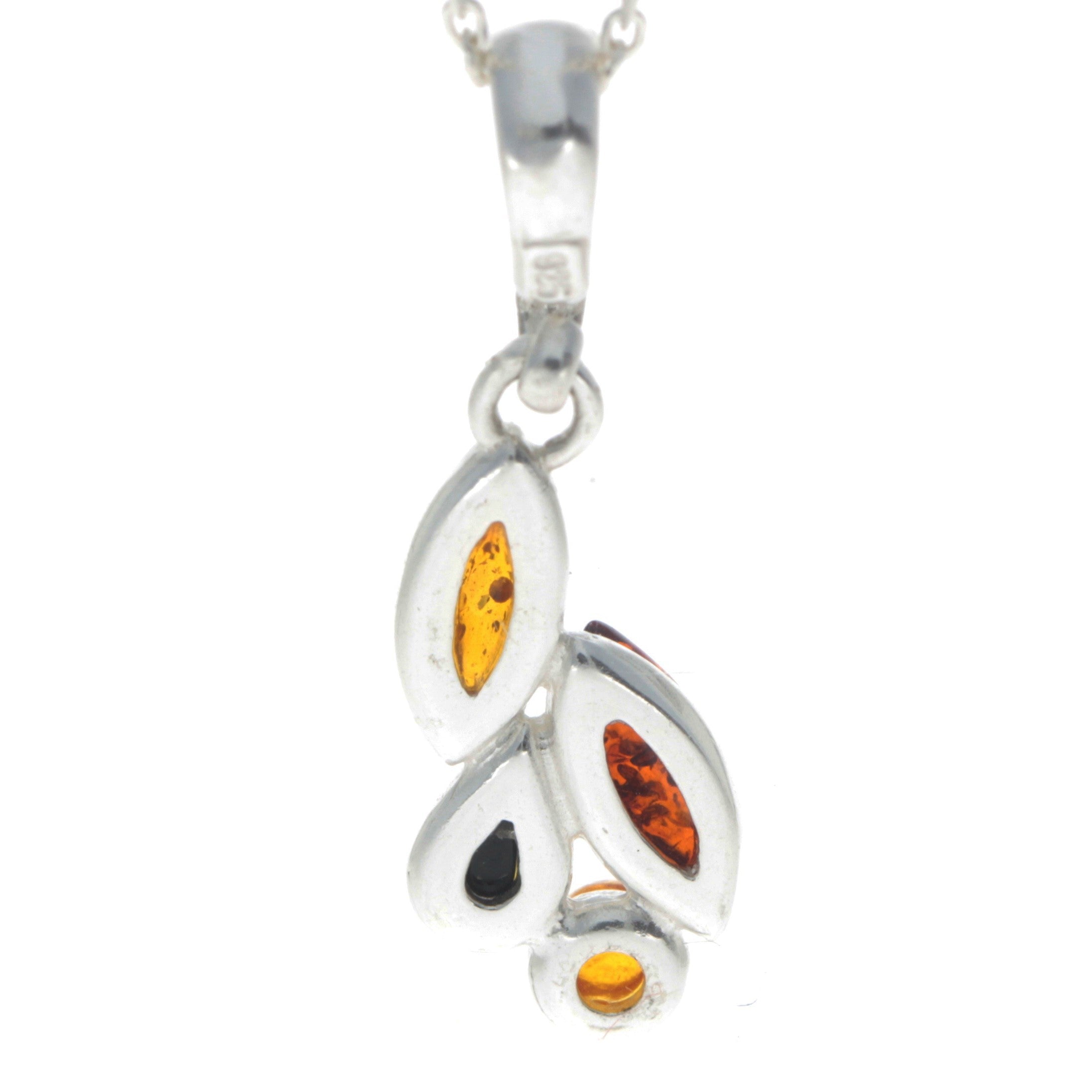 925 Sterling Silver & Genuine Baltic Amber Classic Pendant - AP8449