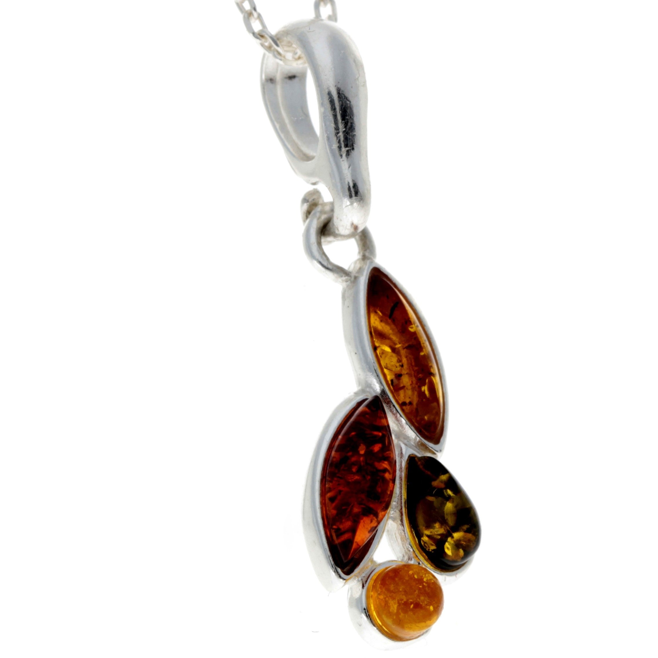 925 Sterling Silver & Genuine Baltic Amber Classic Pendant - AP8449