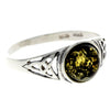 925 Sterling Silver & Genuine Baltic Amber Celtic Ring - AR5