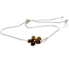 925 Sterling Silver & Baltic Amber Modern Flower Adjustable Bracelet - AXB3