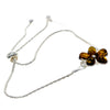 925 Sterling Silver & Baltic Amber Modern Flower Adjustable Bracelet - AXB3