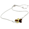 925 Sterling Silver & Baltic Amber Modern Flower Adjustable Bracelet - AXB3