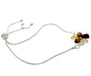 925 Sterling Silver & Baltic Amber Modern Flower Adjustable Bracelet - AXB3