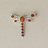 925 Sterling Silver & Baltic Amber Dragonfly Butterfly Brooch - 4032