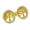 925 Sterling Silver Gold Plated Tree of Life Earrings with Cubic Zirconia - CH-1135-GP-E