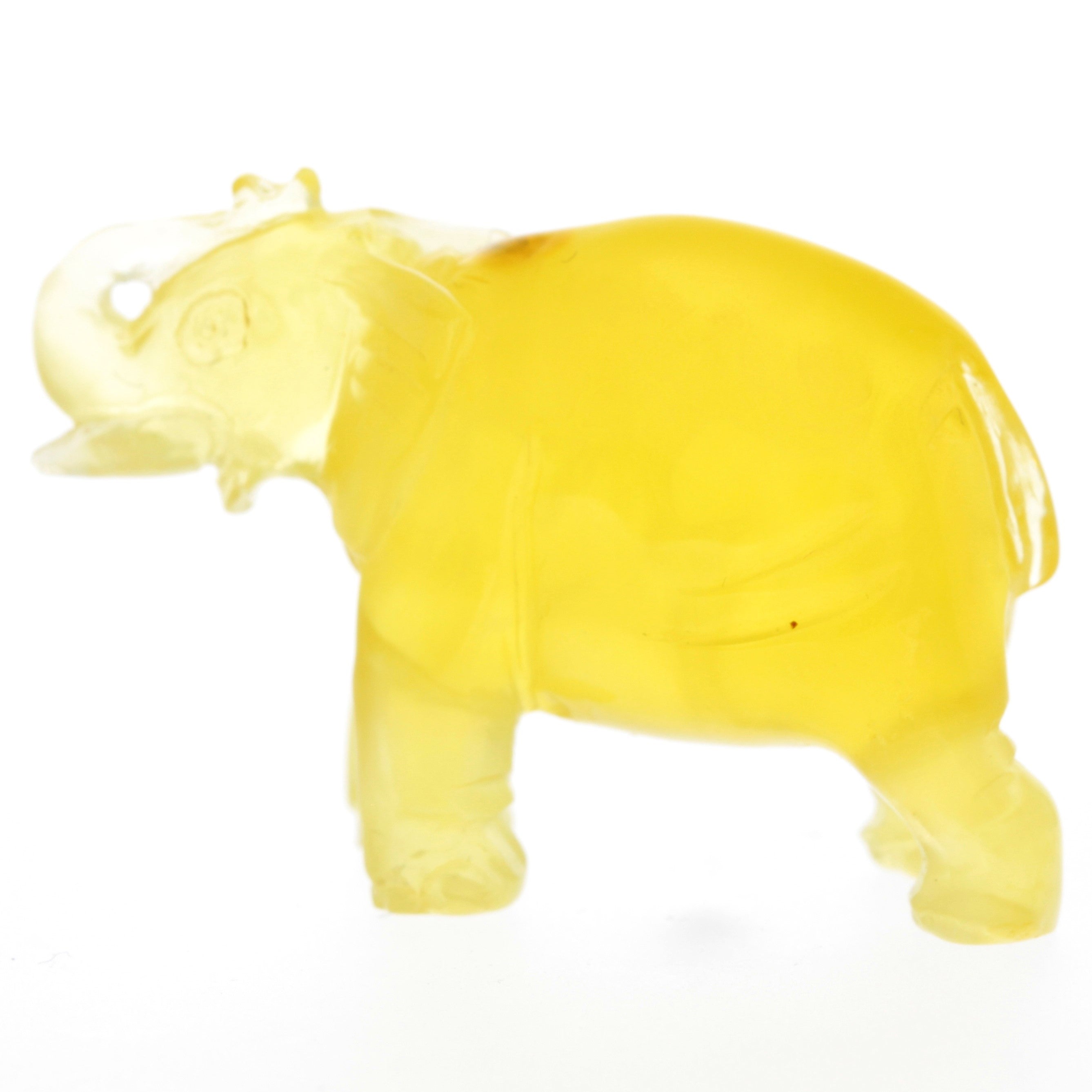 Figurine Superb Quality Handmade Natural Carved Elephant made of Genuine Baltic Amber - CRV94