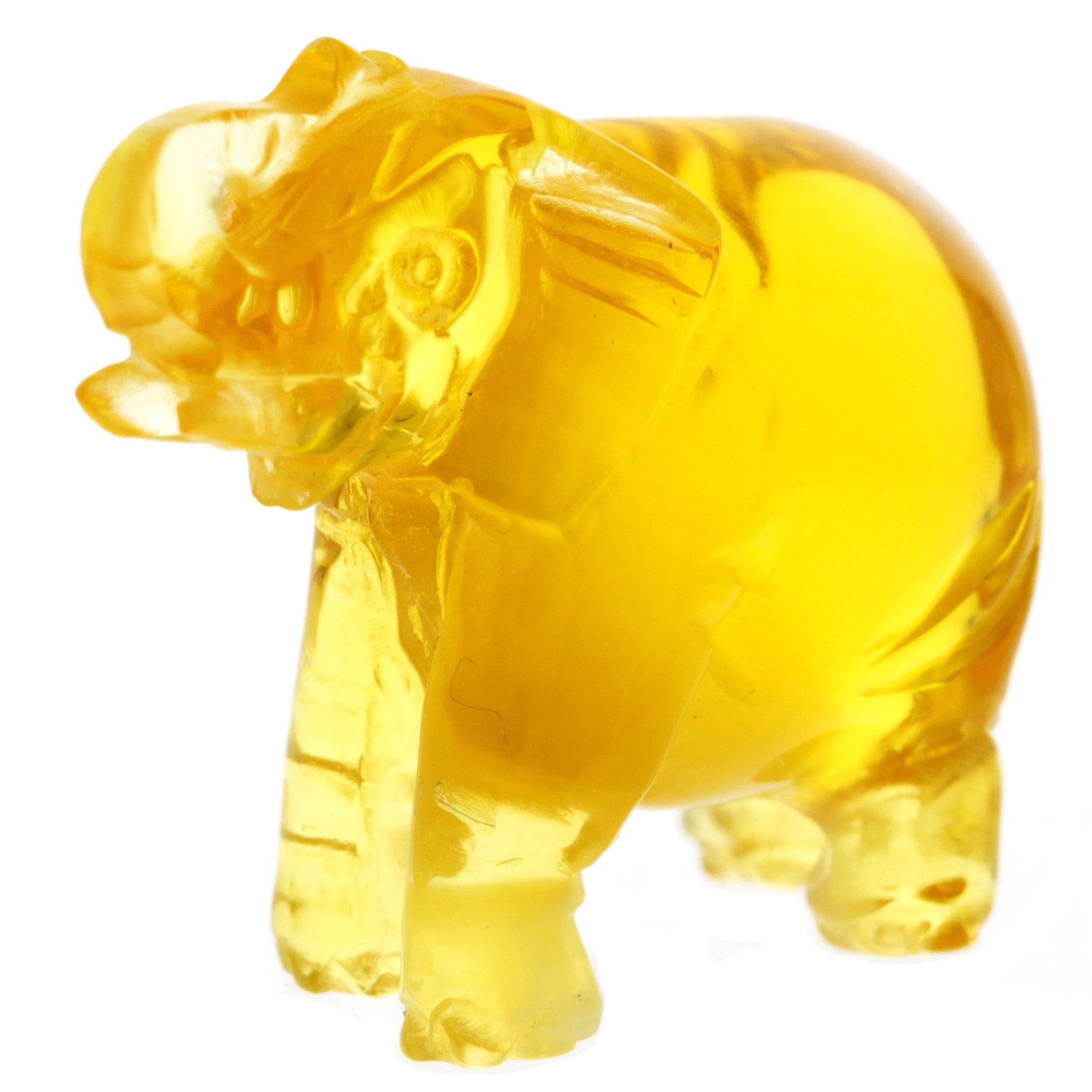 Figurine Superb Quality Handmade Natural Carved Elephant made of Genuine Baltic Amber - CRV98