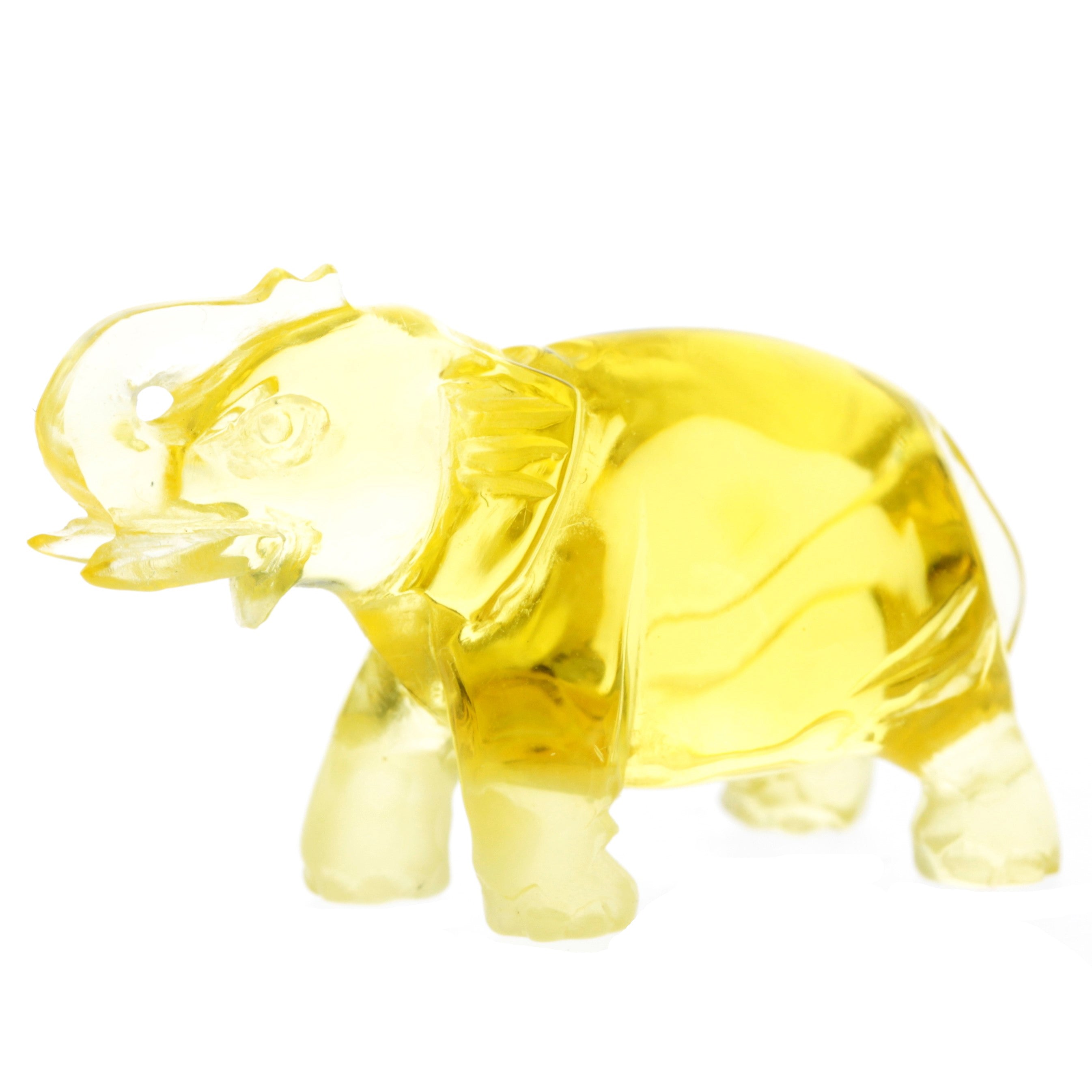 Figurine Superb Quality Handmade Natural Carved Elephant made of Genuine Baltic Amber - CRV99