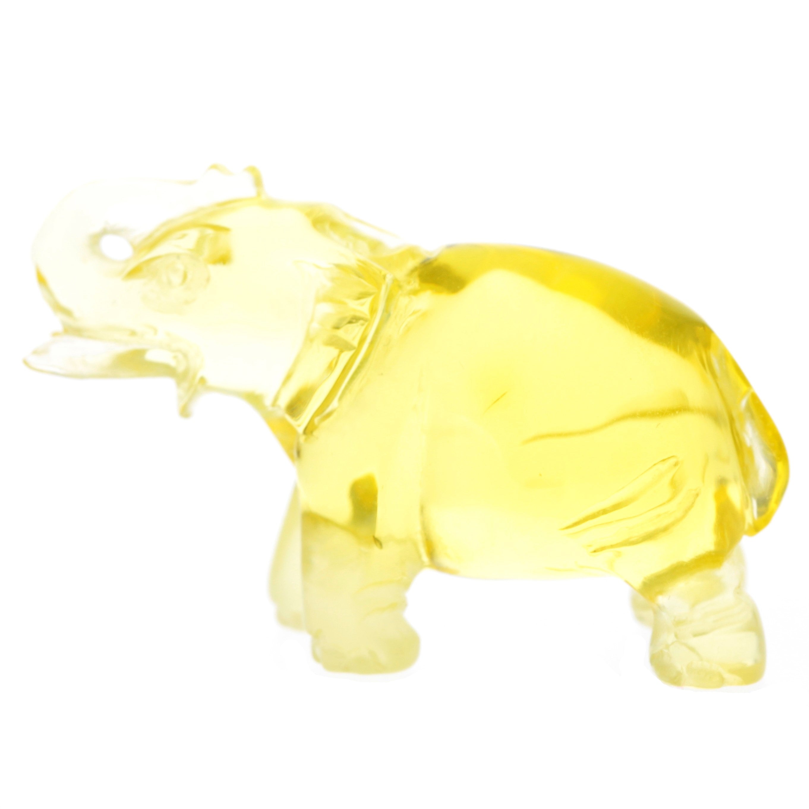 Figurine Superb Quality Handmade Natural Carved Elephant made of Genuine Baltic Amber - CRV99