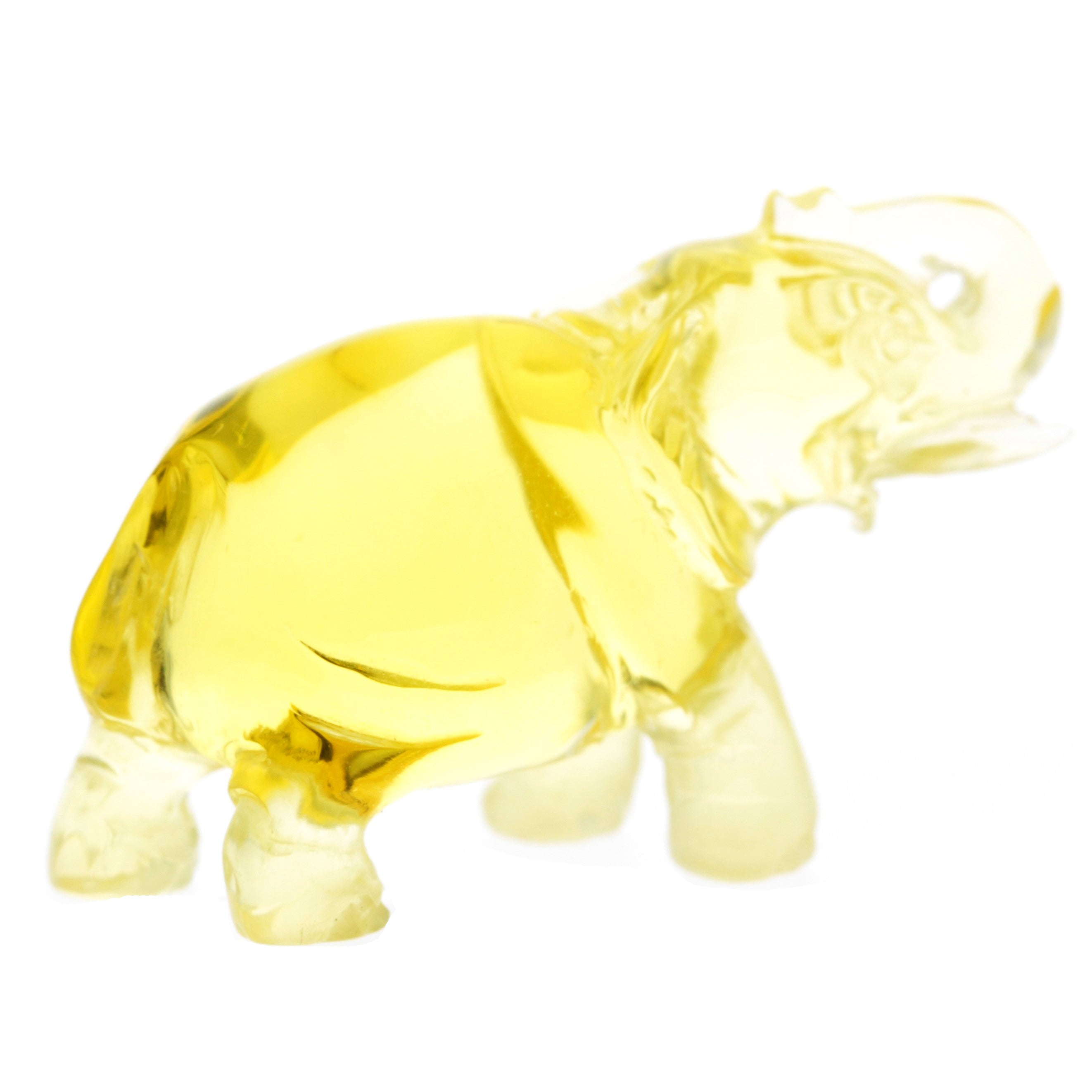 Figurine Superb Quality Handmade Natural Carved Elephant made of Genuine Baltic Amber - CRV99