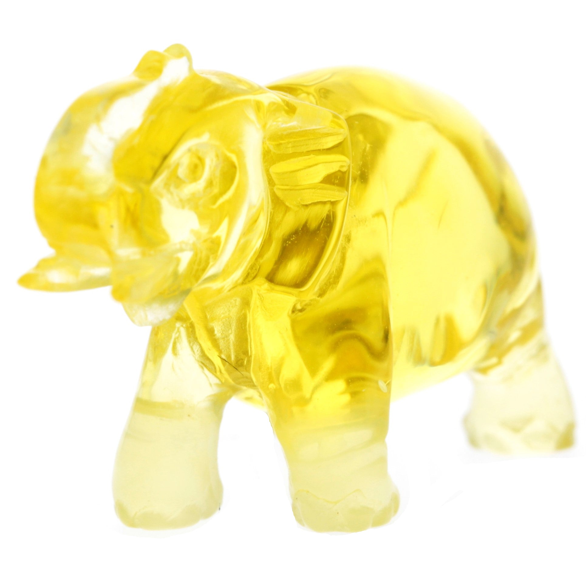 Figurine Superb Quality Handmade Natural Carved Elephant made of Genuine Baltic Amber - CRV99