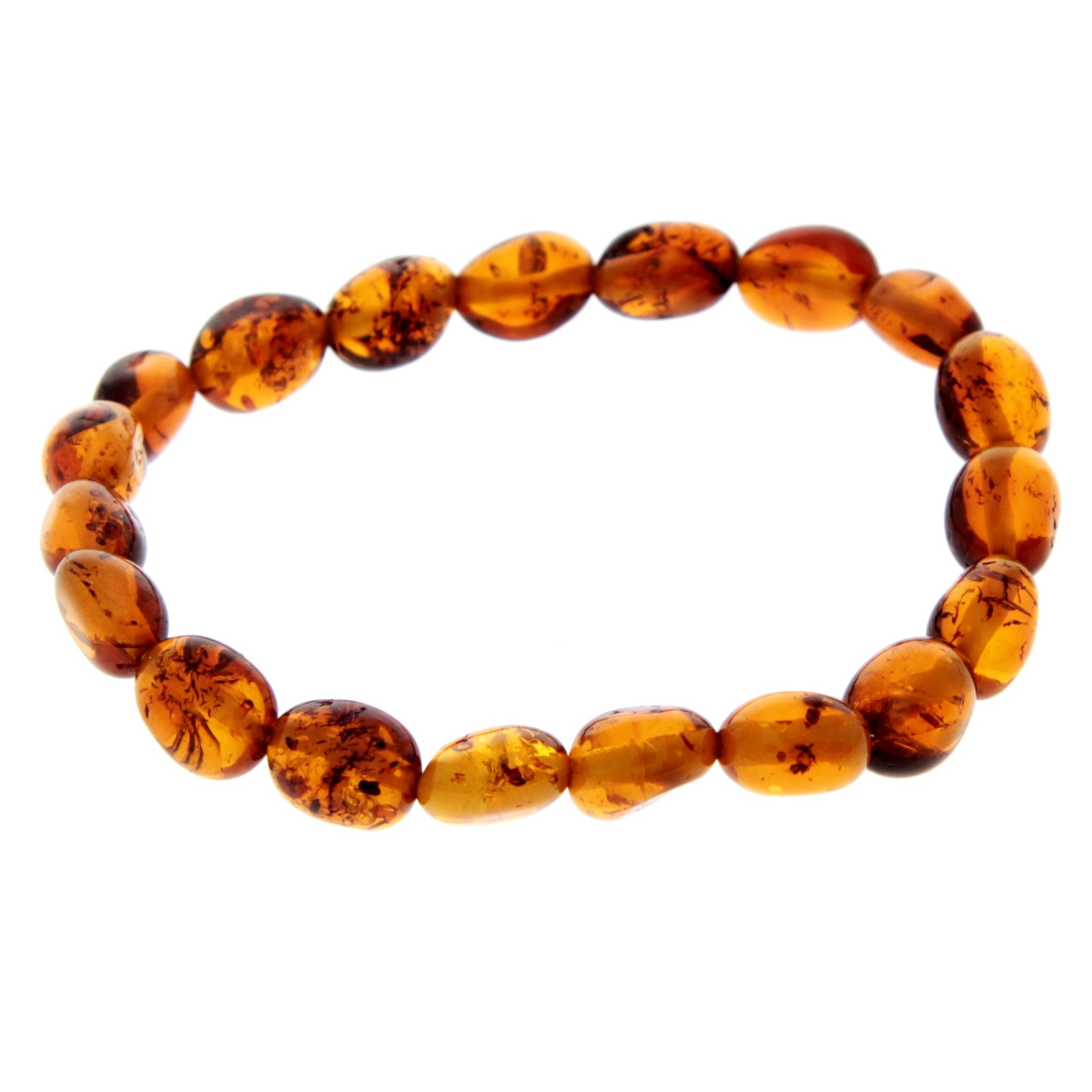 Certified Baltic Amber Bean Beads Bracelet Elasticated - Sizes Child to Adult