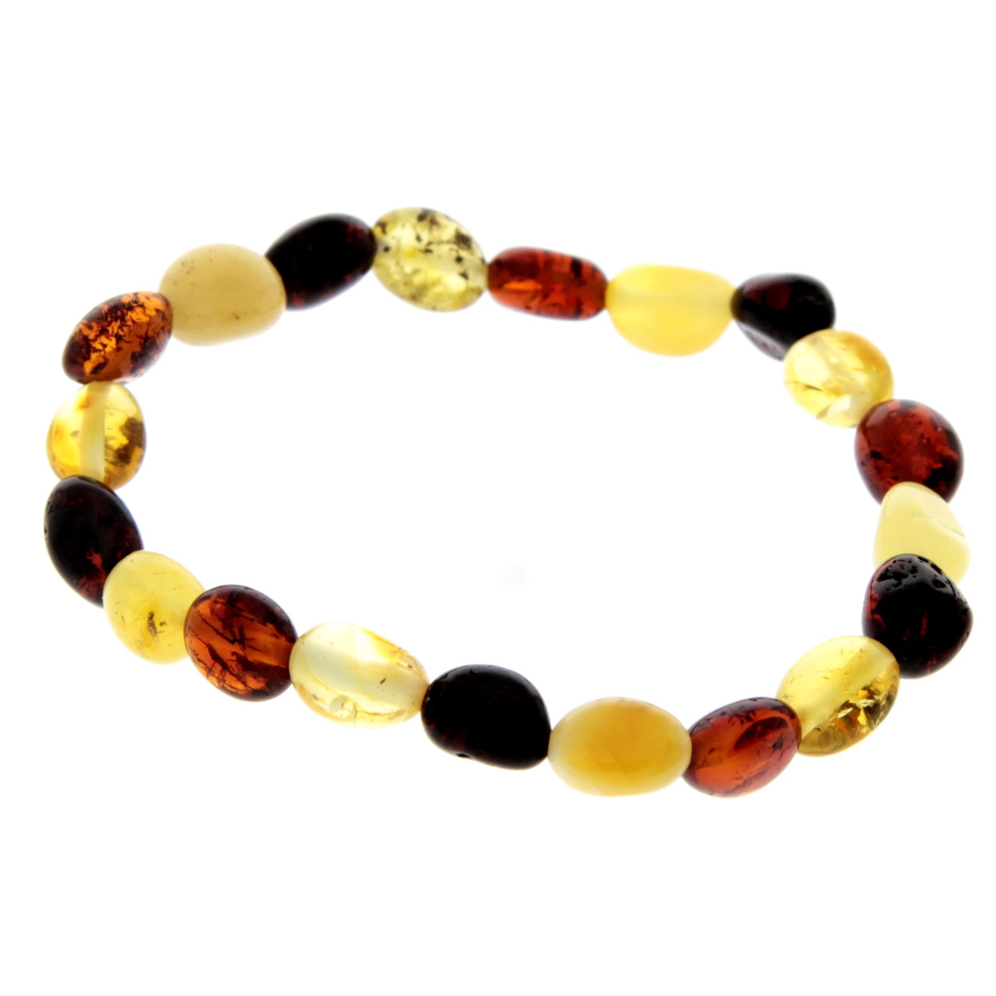 Certified Baltic Amber Bean Beads Bracelet Elasticated - Sizes Child to Adult