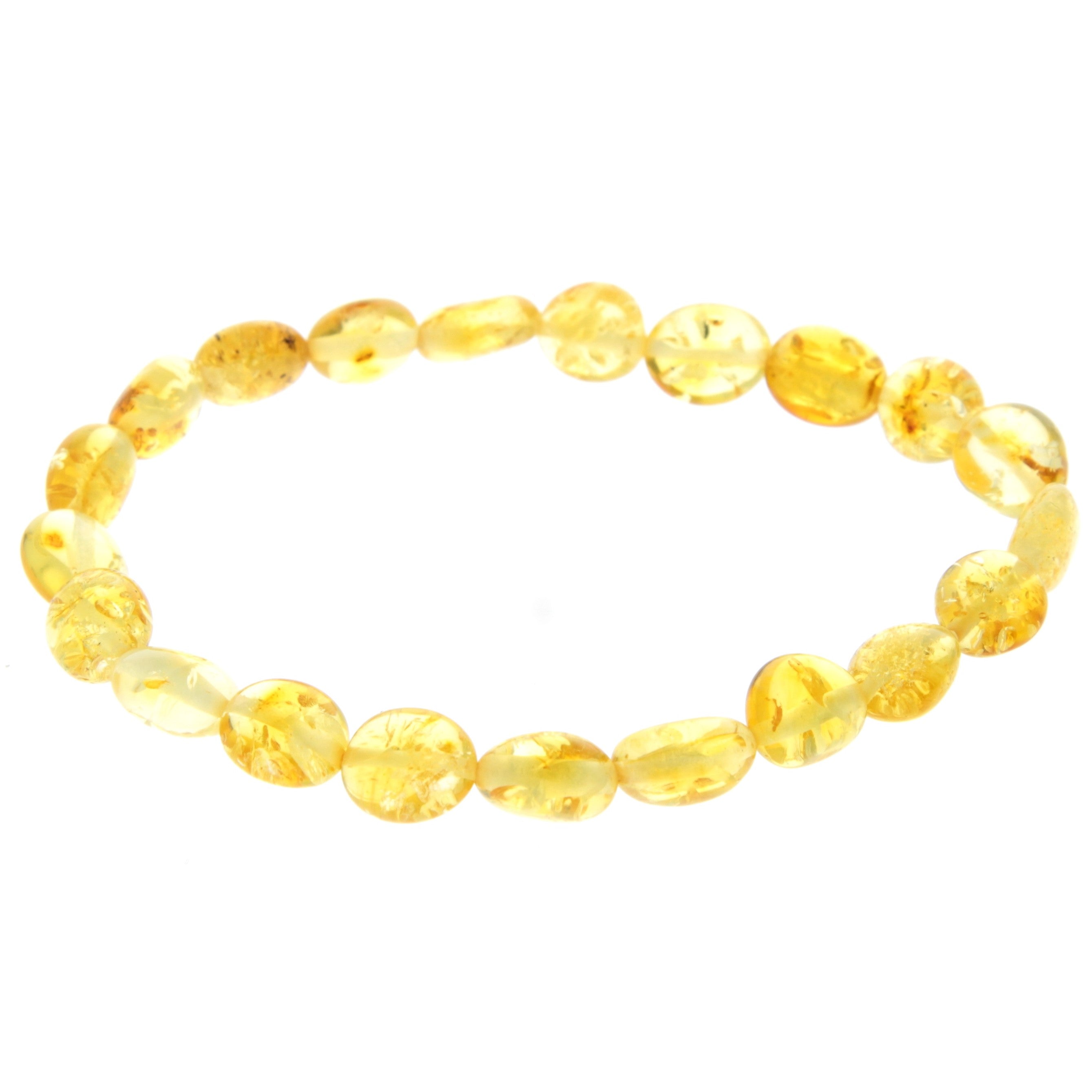 Certified Baltic Amber Bean Beads Bracelet Elasticated - Sizes Child to Adult