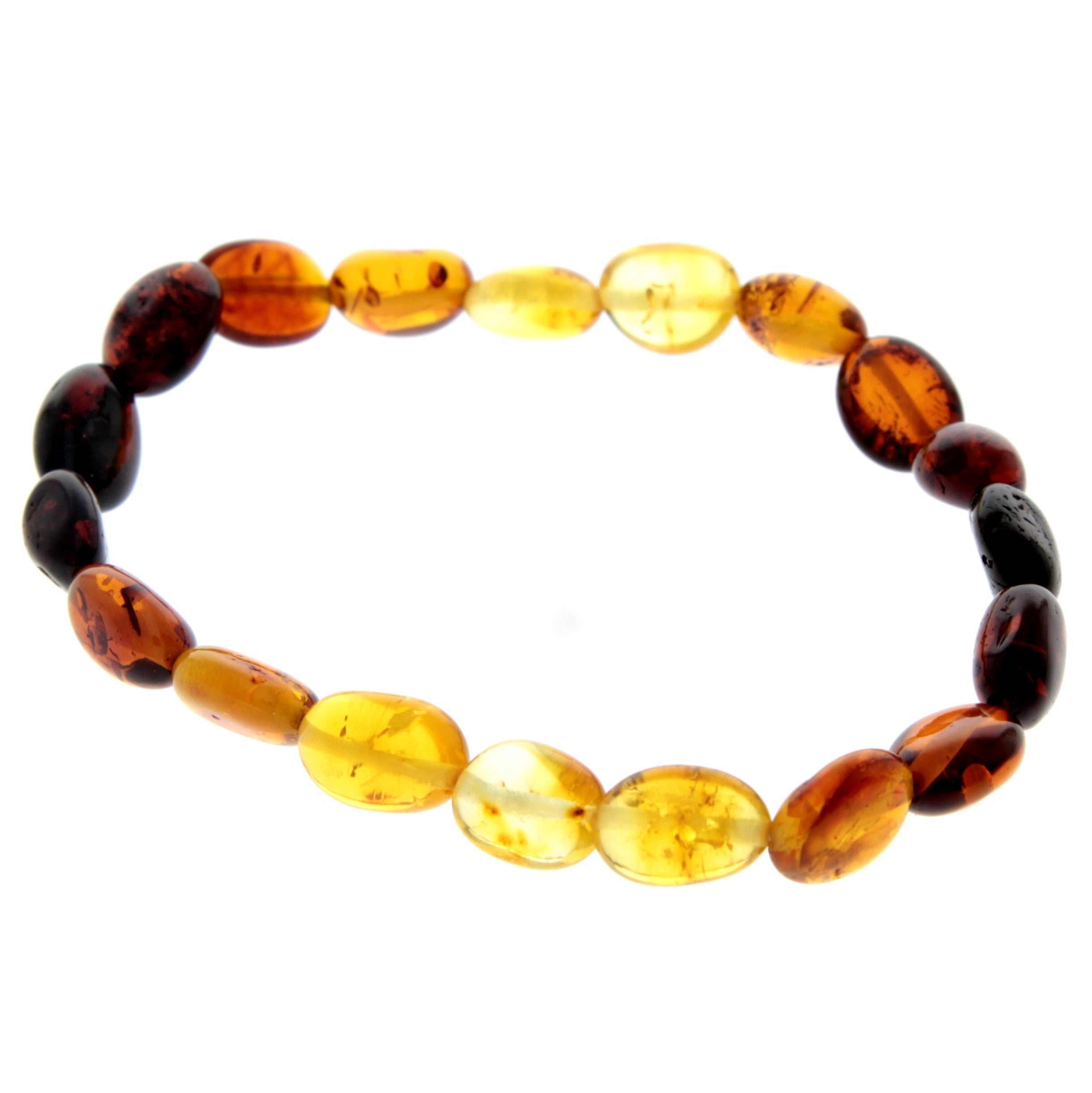 Certified Baltic Amber Bean Beads Bracelet Elasticated - Sizes Child to Adult