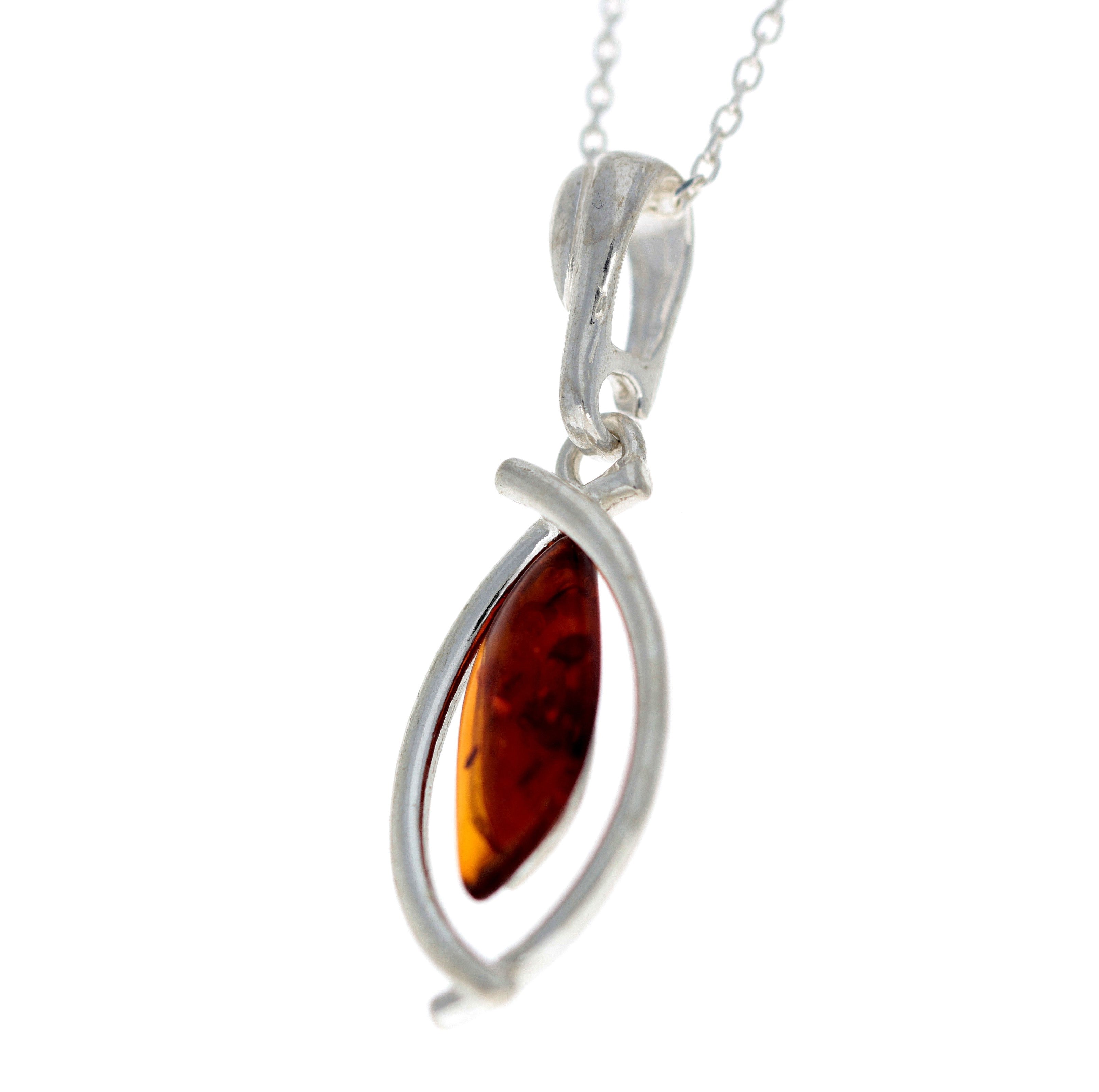 925 Sterling Silver & Genuine Baltic Amber Classic Pendant - G200