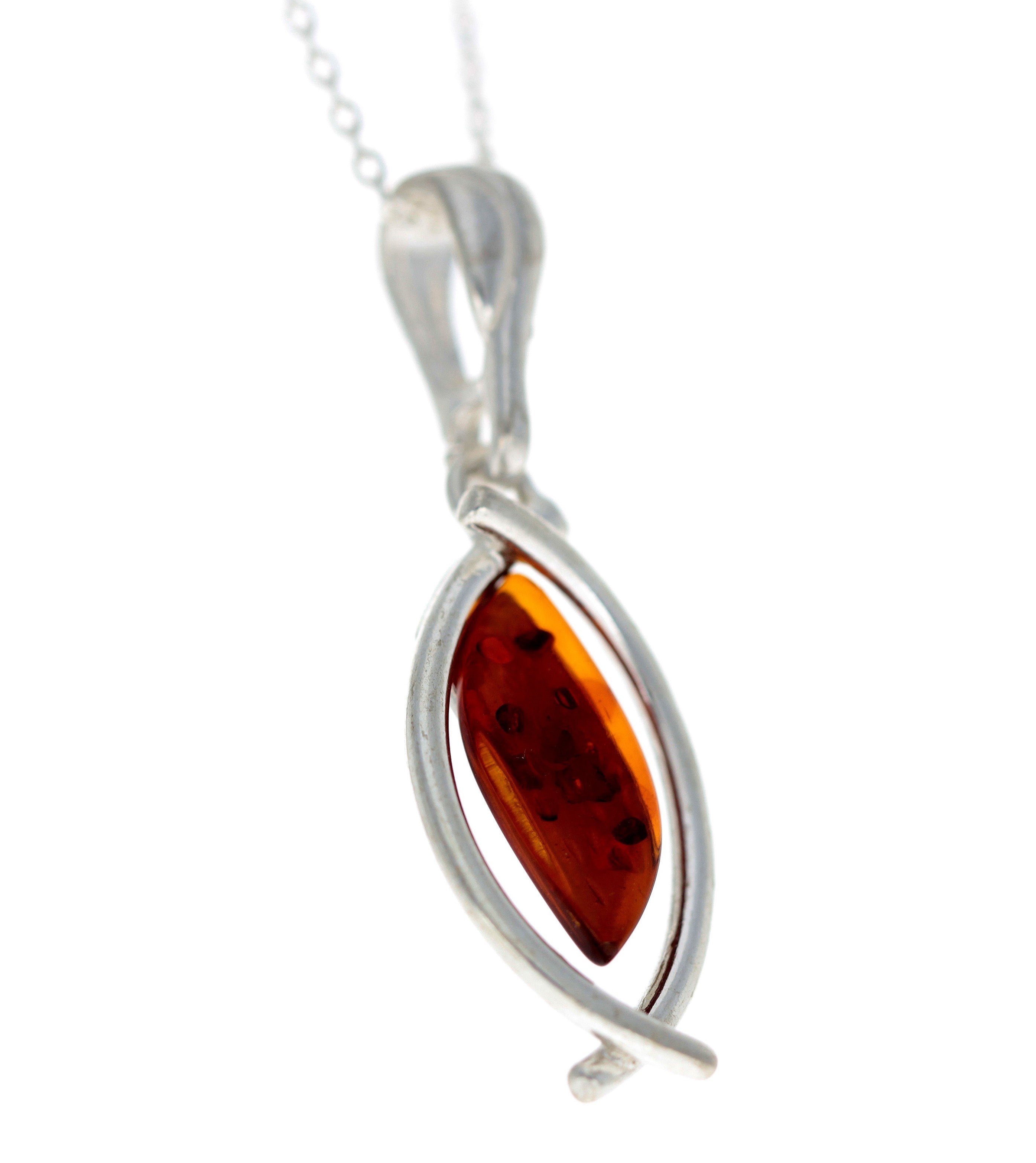 925 Sterling Silver & Genuine Baltic Amber Classic Pendant - G200