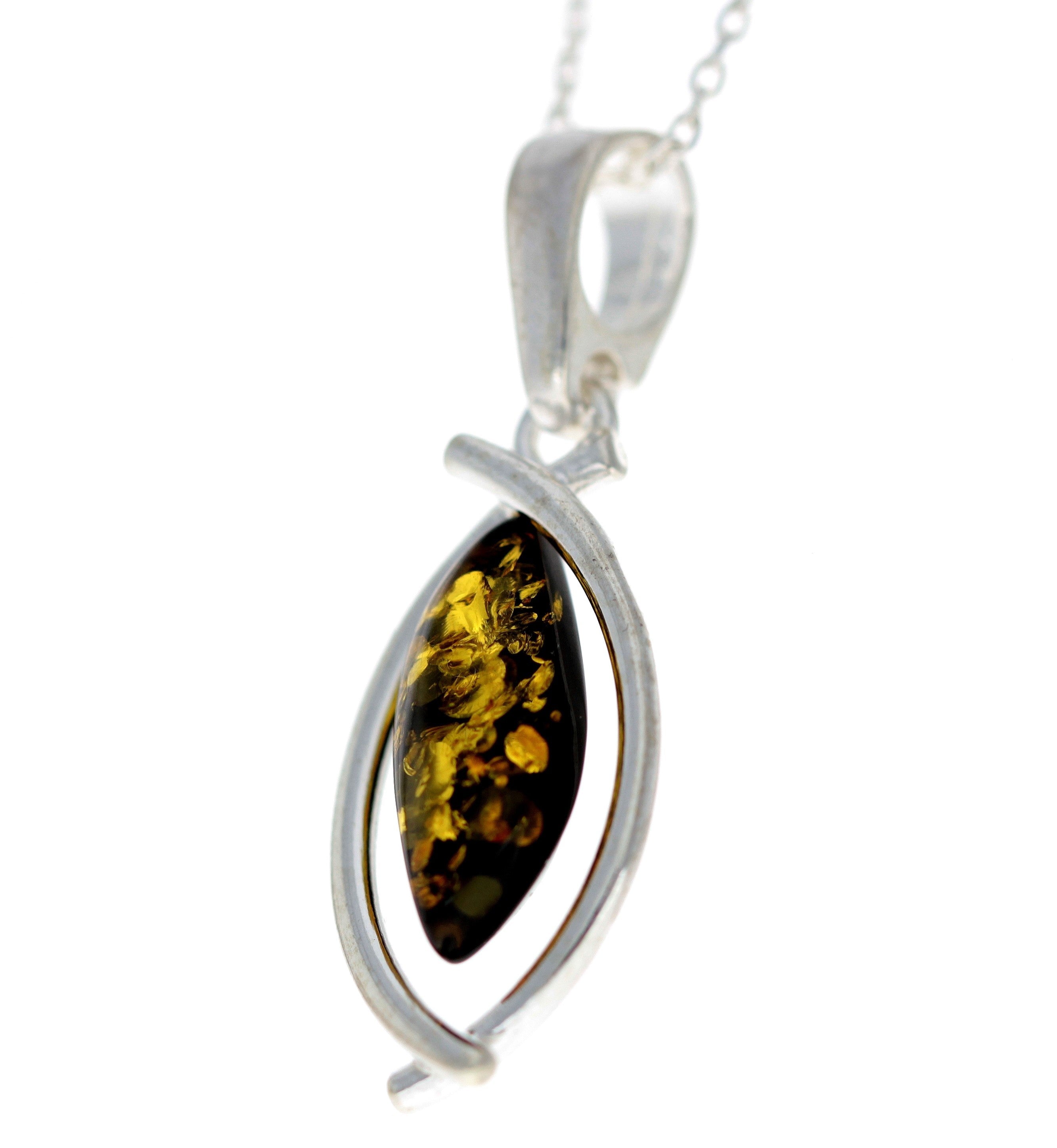 925 Sterling Silver & Genuine Baltic Amber Classic Pendant - G200