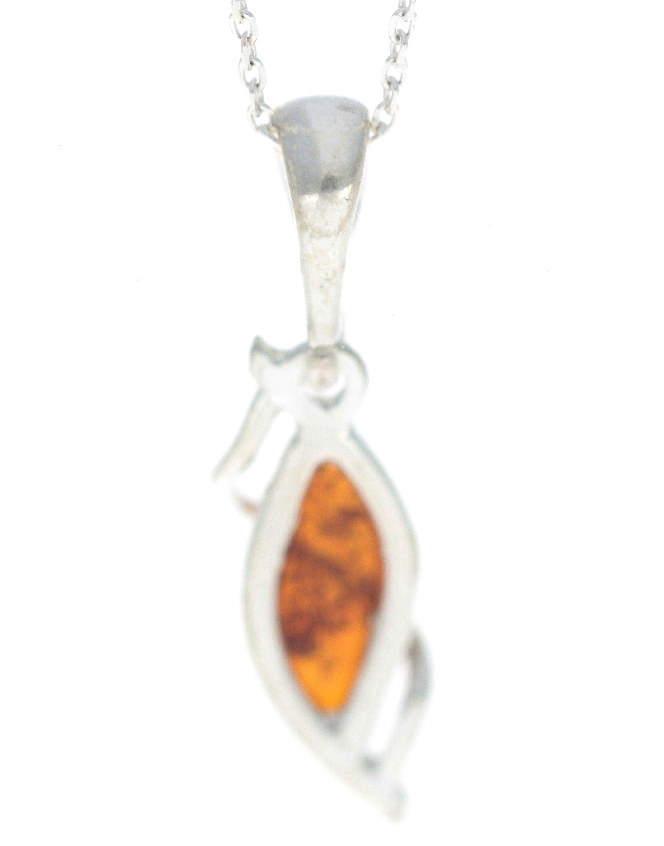 925 Sterling Silver & Genuine Baltic Amber Modern Pendant - G203