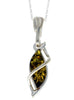 925 Sterling Silver & Genuine Baltic Amber Modern Pendant - G203