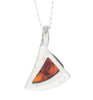 925 Sterling Silver & Genuine Baltic Amber Triagle Modern Pendant - G208